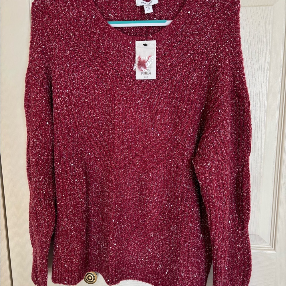Nine West Burgundy Crew Neck Sweater